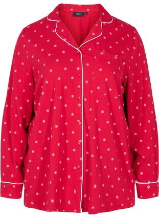 Bomulds natskjorte med print , Tango Red AOP, Packshot image number 0
