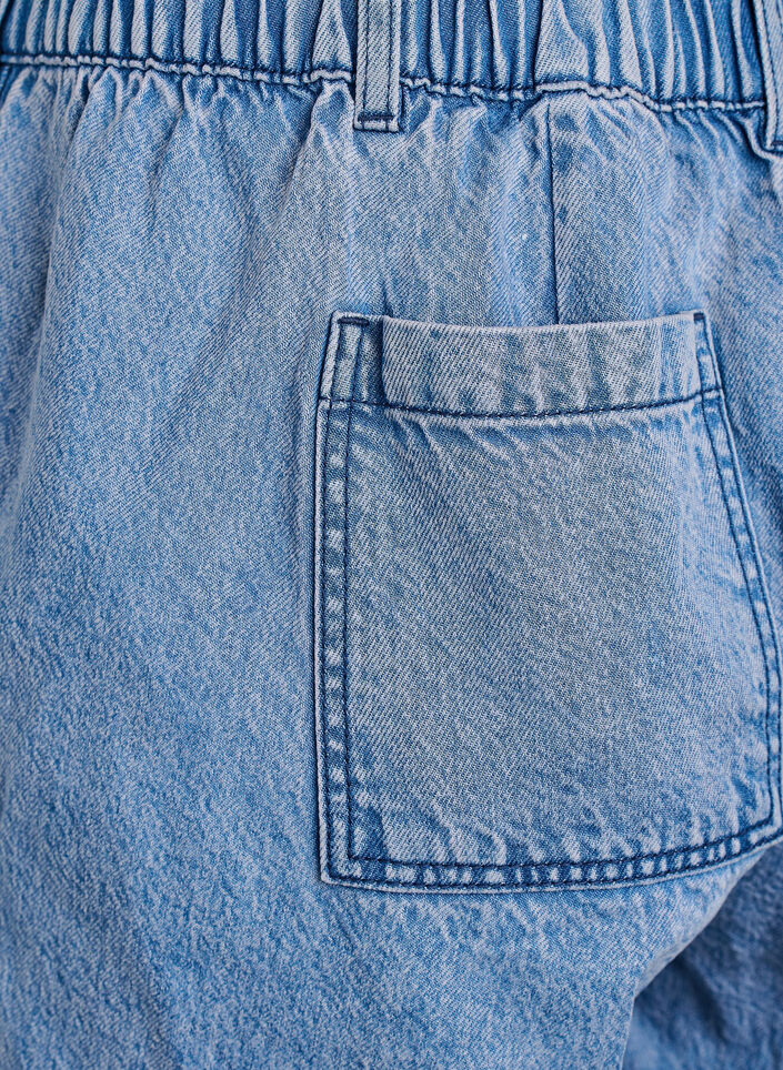 Løse denimshorts med høj talje, Blå, Packshot image number 3