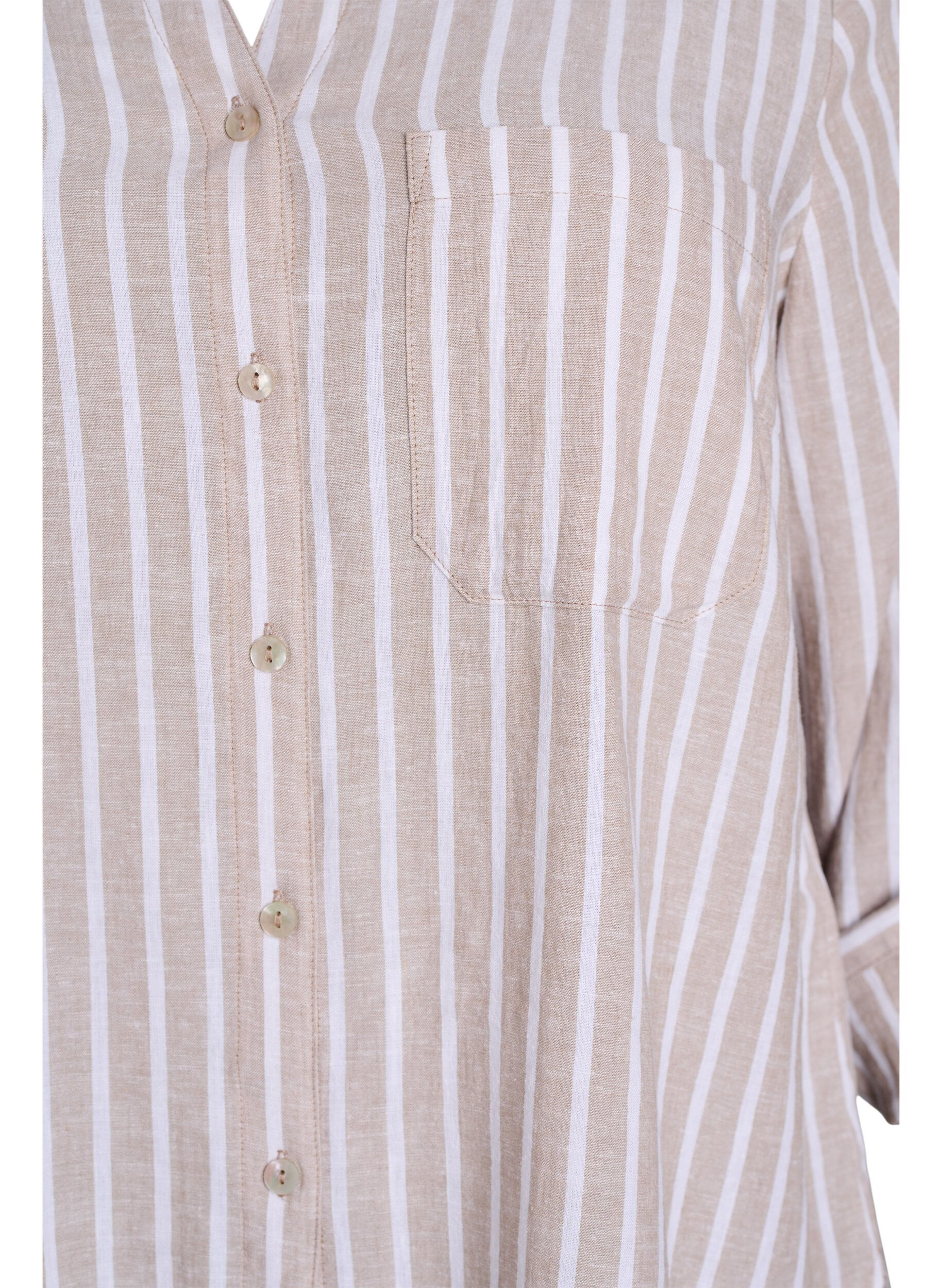 ZizziSkjorte i h&oslash;r og viskose med 3/4-&aelig;rmer, Beige, Packshot image number 2