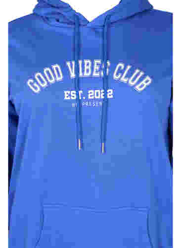 Sweatshirt med teksttryk og hætte, Dazzling Blue, Packshot image number 2