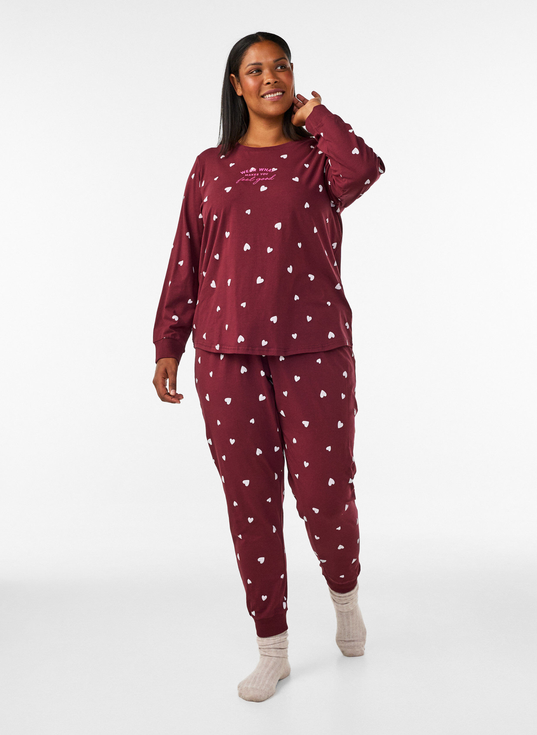 Natbukser med print, R&oslash;d, Model