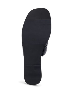 Flade slip-in sandaler med bred pasform og nitter, Black, Packshot image number 4