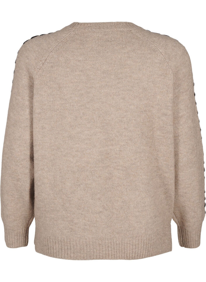 Strikbluse med stikninger, Desert T.Wh.Mel.Comb, Packshot image number 1