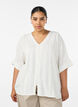 Bluse i viskose med crochetb&aring;nd og knapper, Vanilla, Model image number 0