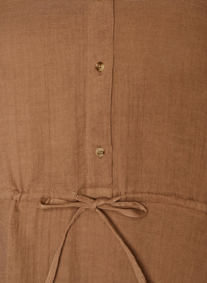 &AElig;rmel&oslash;s kjole i bomuldsmusselin med bindeb&aring;nd, Brun, Packshot image number 2