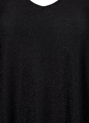 Bluse med glimmer og lange ærmer, Black Black, Packshot image number 2