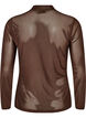 T&aelig;tsiddende meshbluse med lange &aelig;rmer, Brun, Packshot image number 1