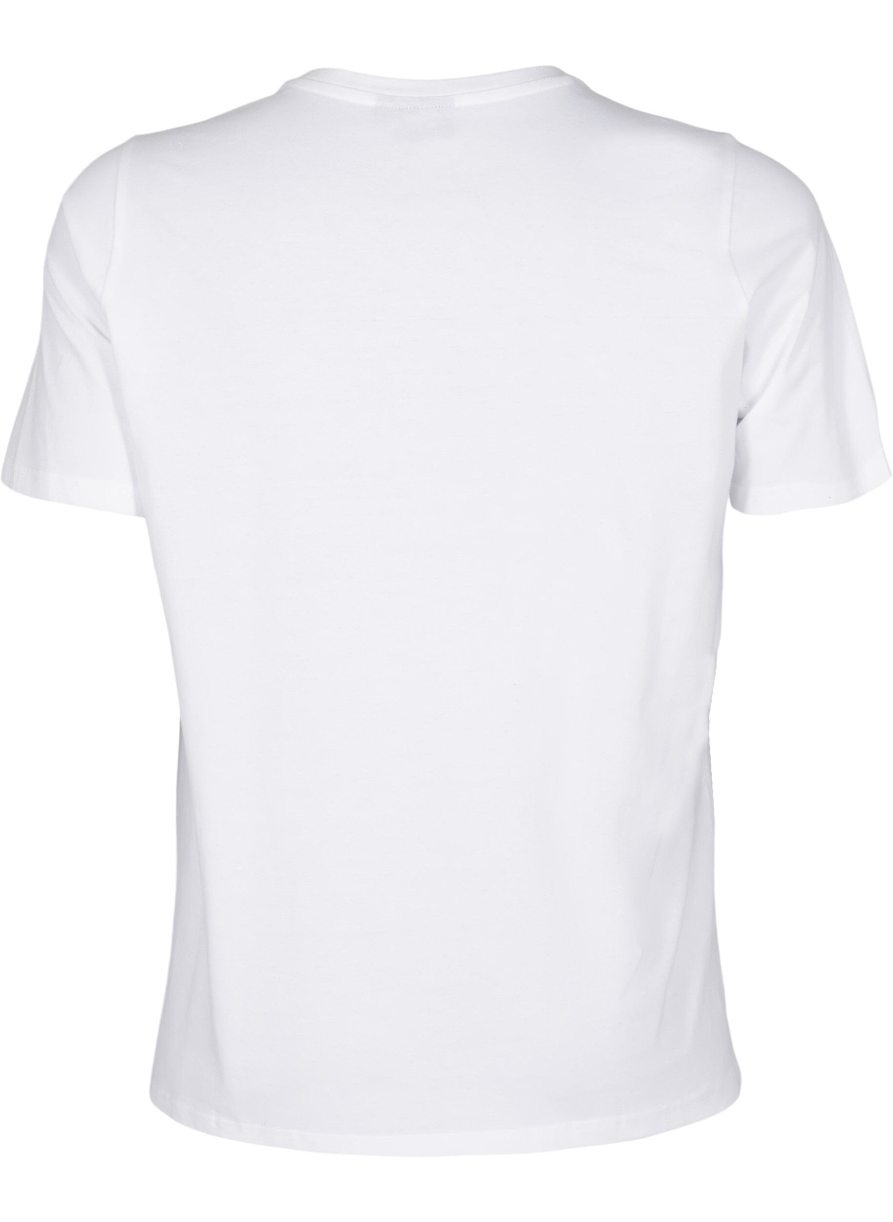 Zizzi T-shirt med rund hals og rhinsten, Bright White, Packshot image number 1