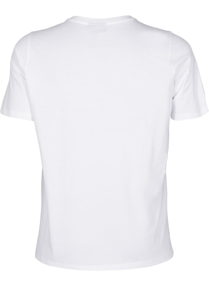 T-shirt med rund hals og rhinsten, Bright White, Packshot image number 1