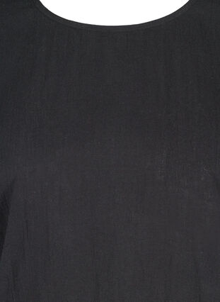 Kortærmet bomuldsbluse med smock, Black, Packshot image number 2