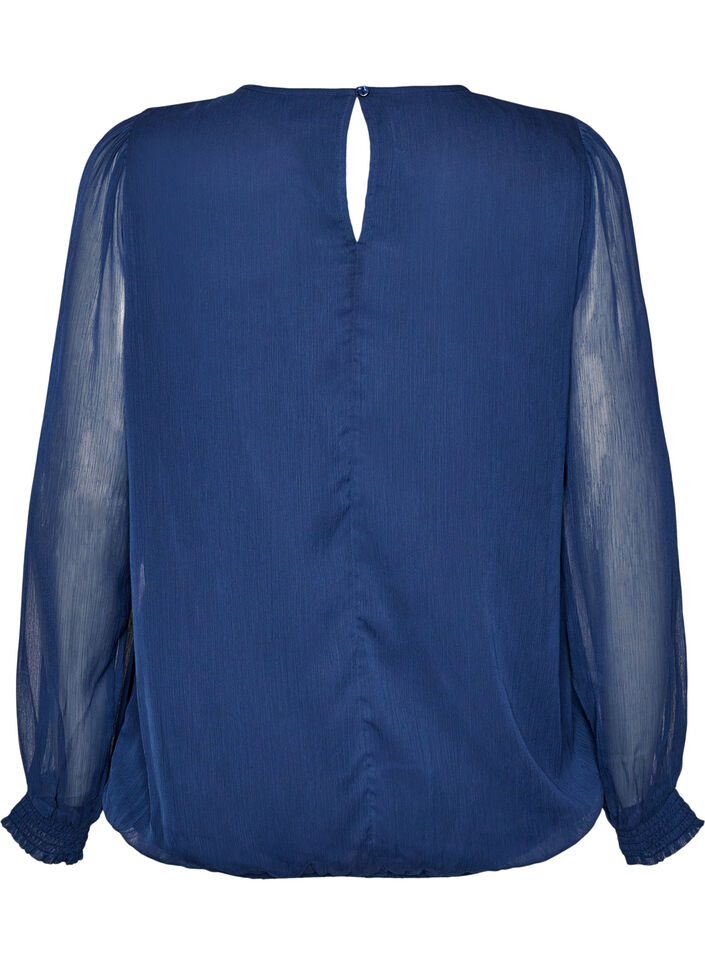 Chiffonbluse med transparente &aelig;rmer, Bl&aring;, Packshot image number 1