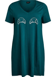 Natkjole i &oslash;kologisk bomuld med v-hals , Gr&oslash;n