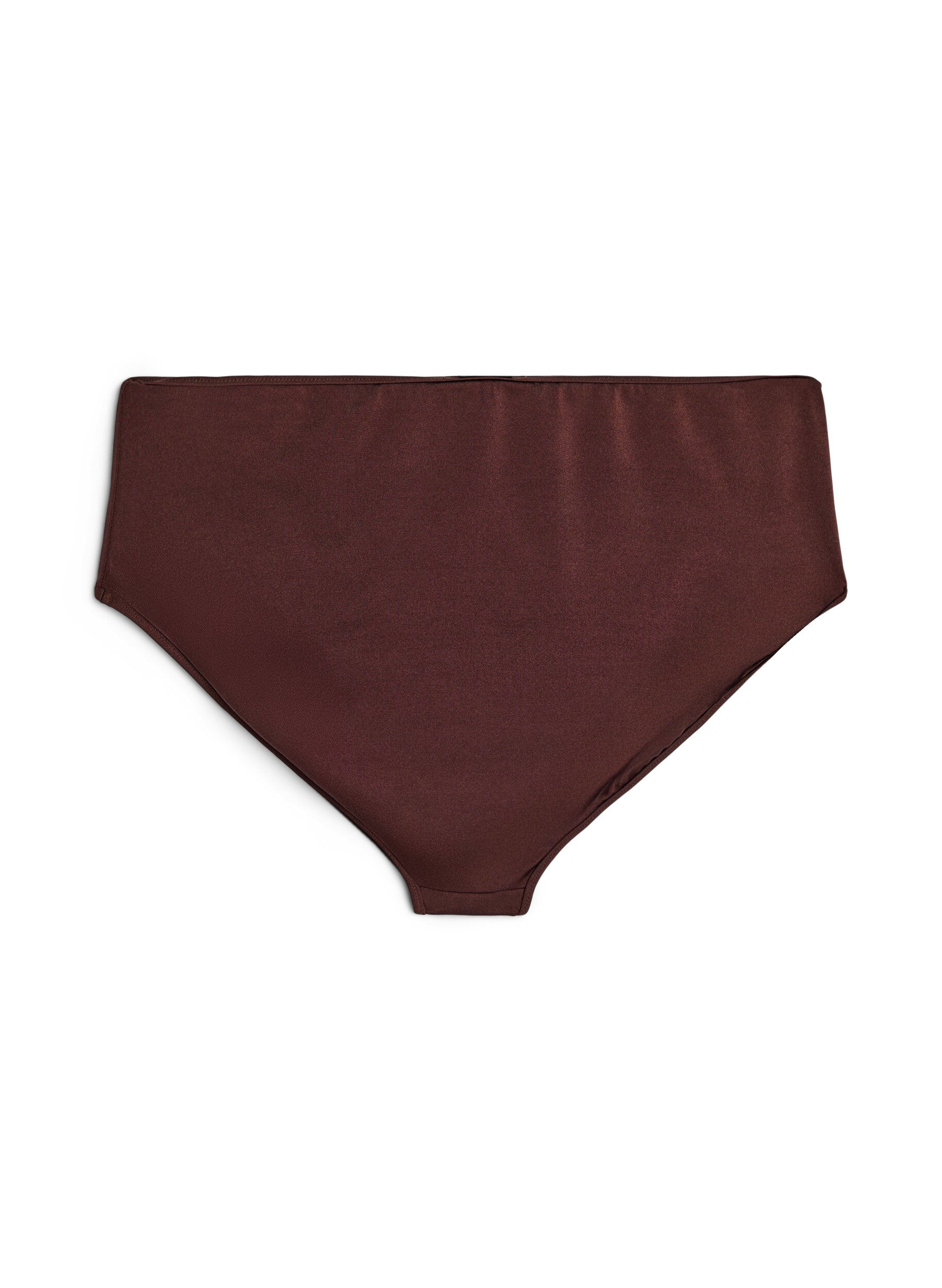 ZizziVendbare bikinitrusser med regul&aelig;r talje, Brun, Packshot image number 1