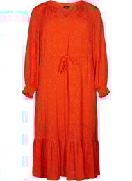 Langærmet midikjole i jacquard look, Orange.com