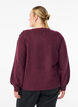 Strikbluse med knapdetalje, Mørk Bordeaux, Model image number 2
