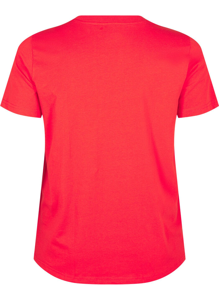 Basis t-shirt i bomuld med rund hals , R&oslash;d, Packshot image number 1