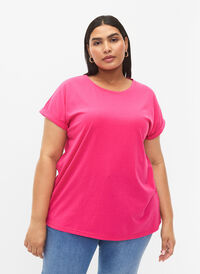 Kortærmet t-shirt i bomuldsblanding, Raspberry Sorbet, Model