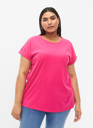 Kortærmet t-shirt i bomuldsblanding, Raspberry Sorbet, Model image number 0