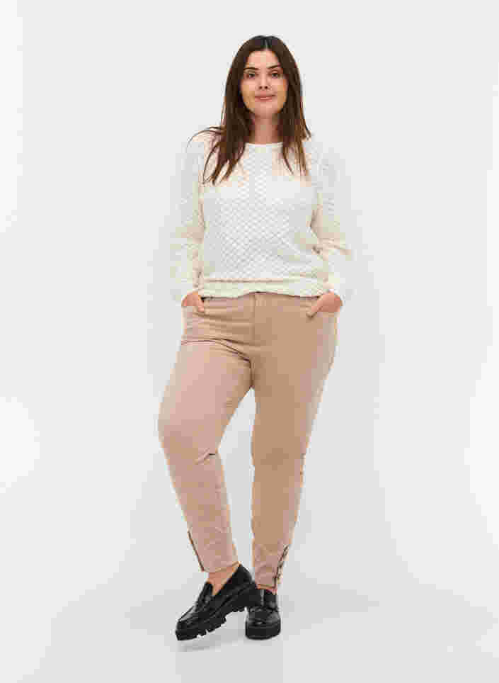 Cropped Amy jeans med knapper, Oxford Tan, Model image number 0