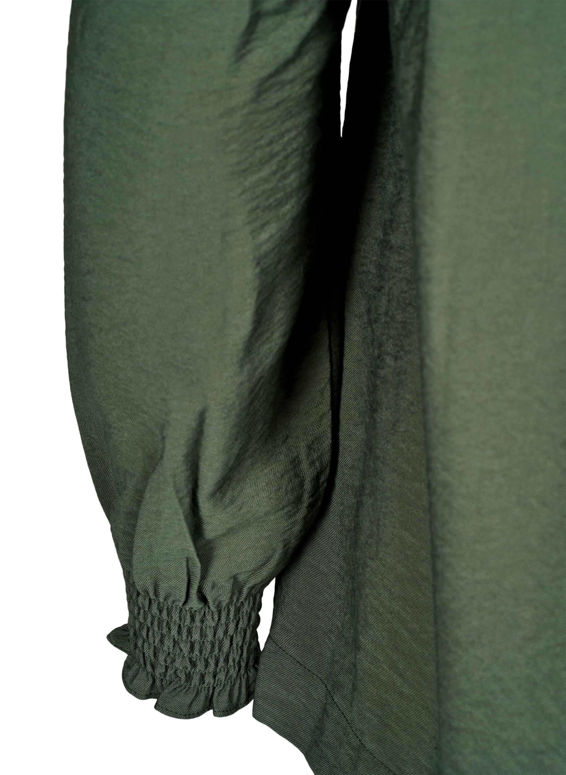 Zizzi Bluse med fl&aelig;sekrave, Gr&oslash;n, Packshot image number 3