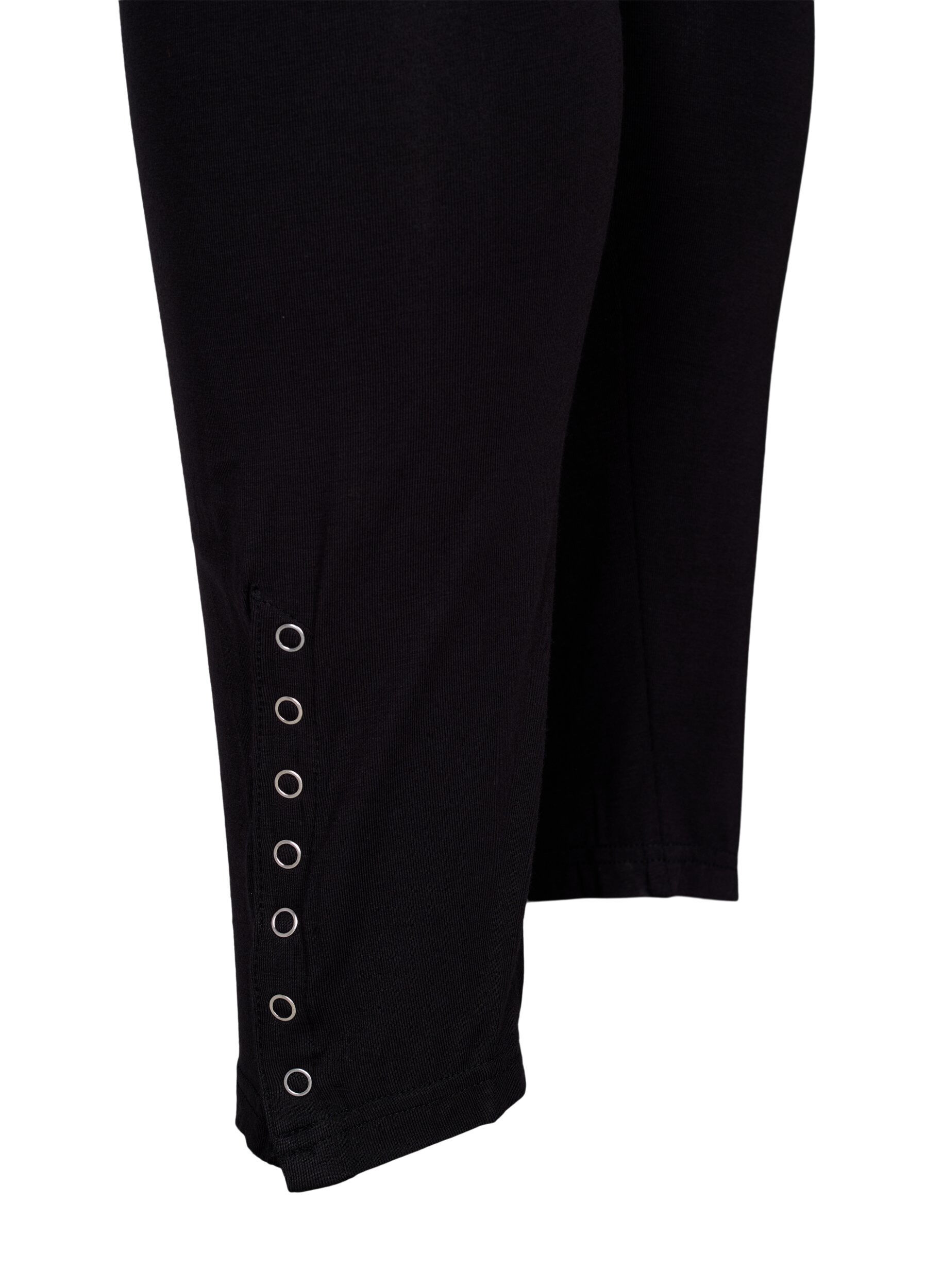 Zizzi Graviditets leggings i viskose med knapper, Black, Packshot image number 2