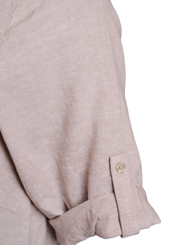 Tunika i h&oslash;r og viskose med A-facon, Beige, Packshot image number 3