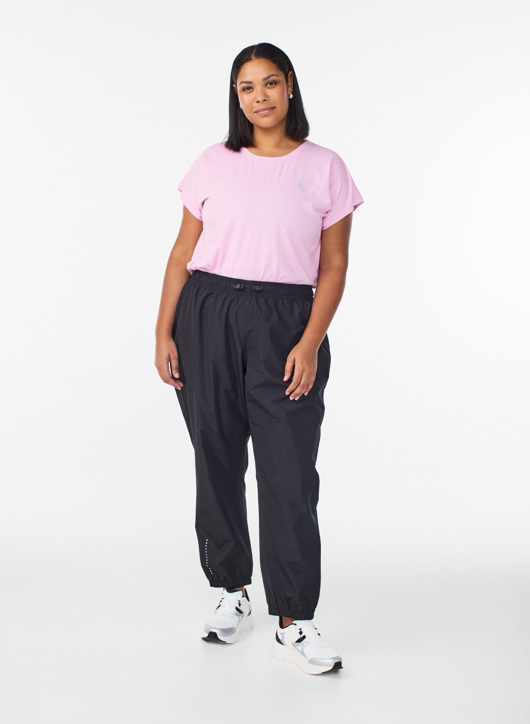 Zizzi Regnbukser med refleksdetalje, Sort, Model image number 1