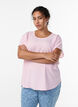 Bluse med korte &aelig;rmer og rund halsudsk&aelig;ring , Lyser&oslash;d, Model image number 0