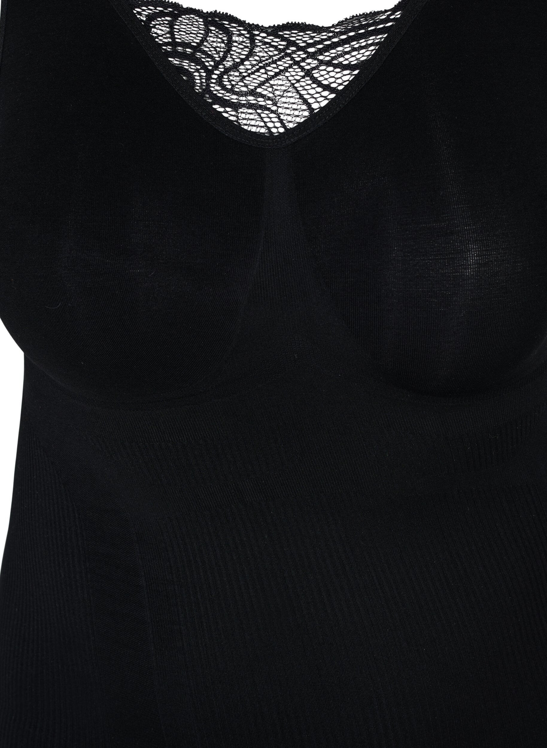 Zizzi Shapewear top med blondedetalje, Black, Packshot image number 2