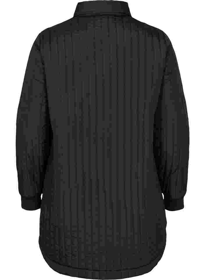 Quiltet jakke med brystlommer og krave, Black, Packshot image number 1