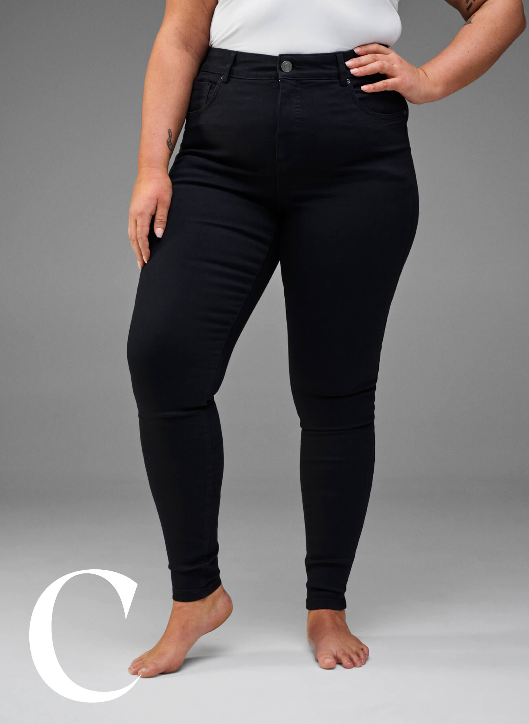 Zizzi Super slim jeans med h&oslash;j talje, Black, Model image number 6