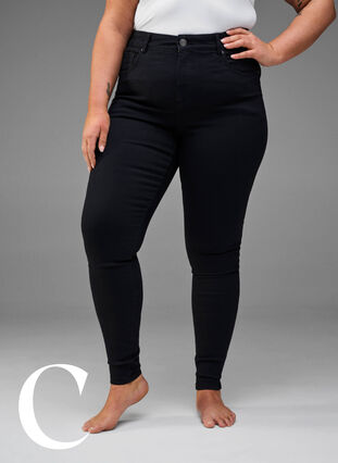 Super slim jeans med høj talje, Black, Model image number 6