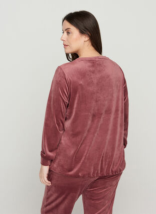 Langærmet velour bluse med bindedetalje, Mesa Rose, Model image number 1
