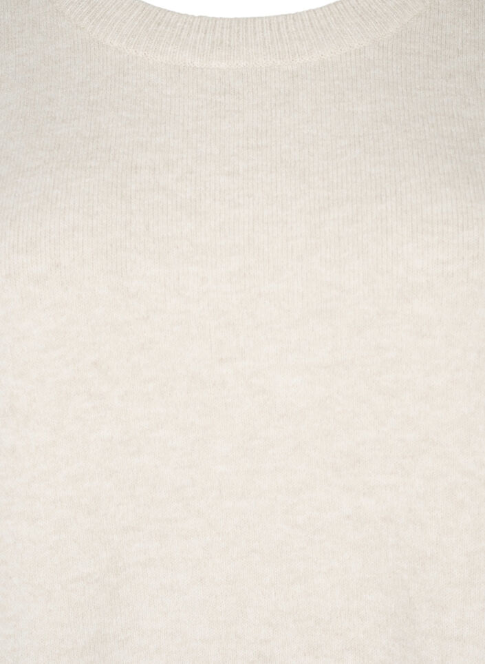 Lang&aelig;rmet strikbluse med rund hals, Pumice Stone Mel., Packshot image number 2