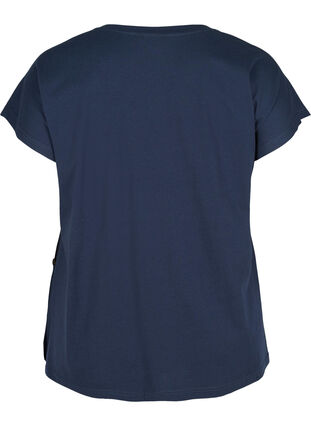 T-shirt med knapper i økologisk bomuld, Black Iris, Packshot image number 1