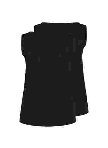 2-pak basis tanktop i rib, Black/Black, Packshot image number 1