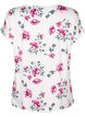 Blomstret viskosebluse med korte ærmer, White Pink AOP, Packshot image number 1