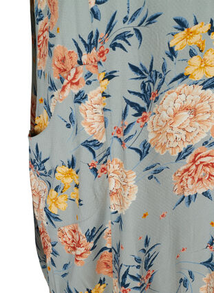 Kortærmet viskose kjole med print, Light Blue Flower, Packshot image number 3