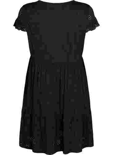 Graviditets kjole i broderi anglaise med ammefunktion, Black, Packshot image number 1