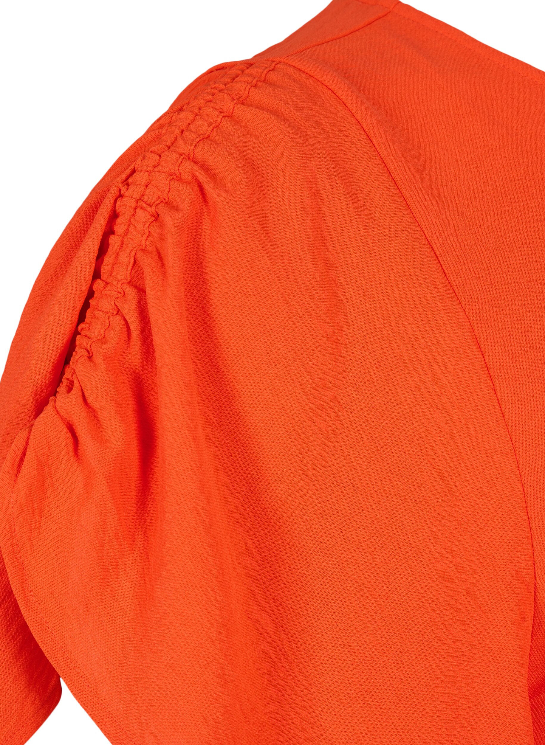 Zizzi Kort&aelig;rmet bluse med rynker, Orange.com, Packshot image number 3