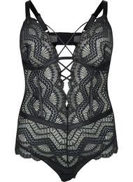 Blonde bodystocking med string-detaljer, Sort