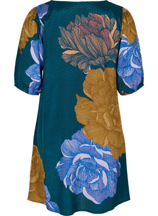 Blomstret viskose kjole med korte ærmer, Reflecting Pond AOP, Packshot image number 1