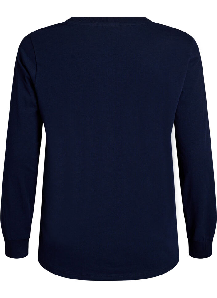 Lang&aelig;rmet natbluse i bl&oslash;d bomuldsjersey, Bl&aring;, Packshot image number 1