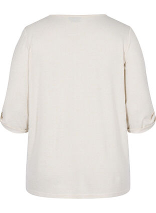 Bluse med knapper og 3/4 ærmer, Pumice Stone Melange, Packshot image number 1
