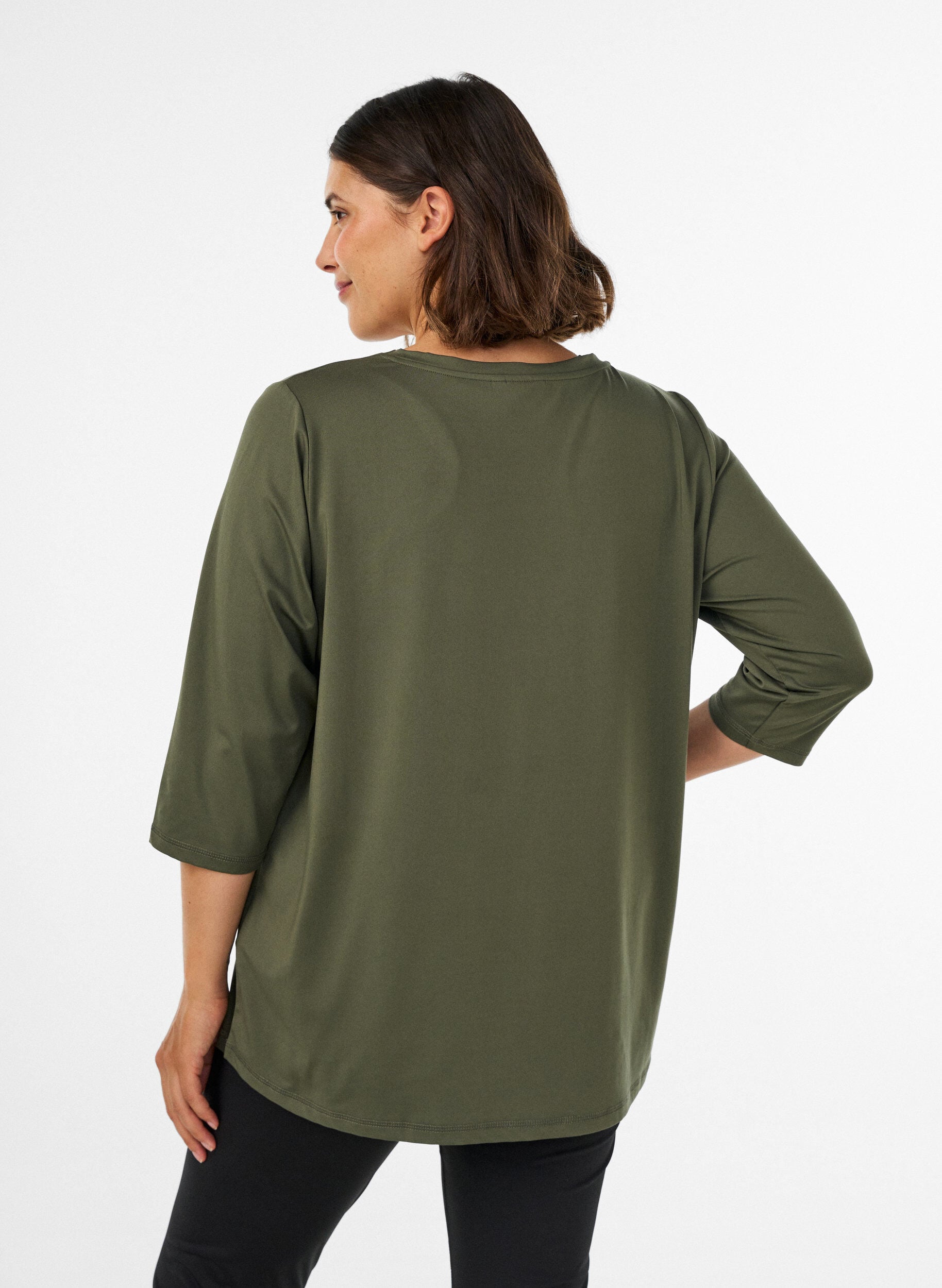 ZizziTr&aelig;ningsbluse med 3/4 &aelig;rmer, Gr&oslash;n, Model image number 2
