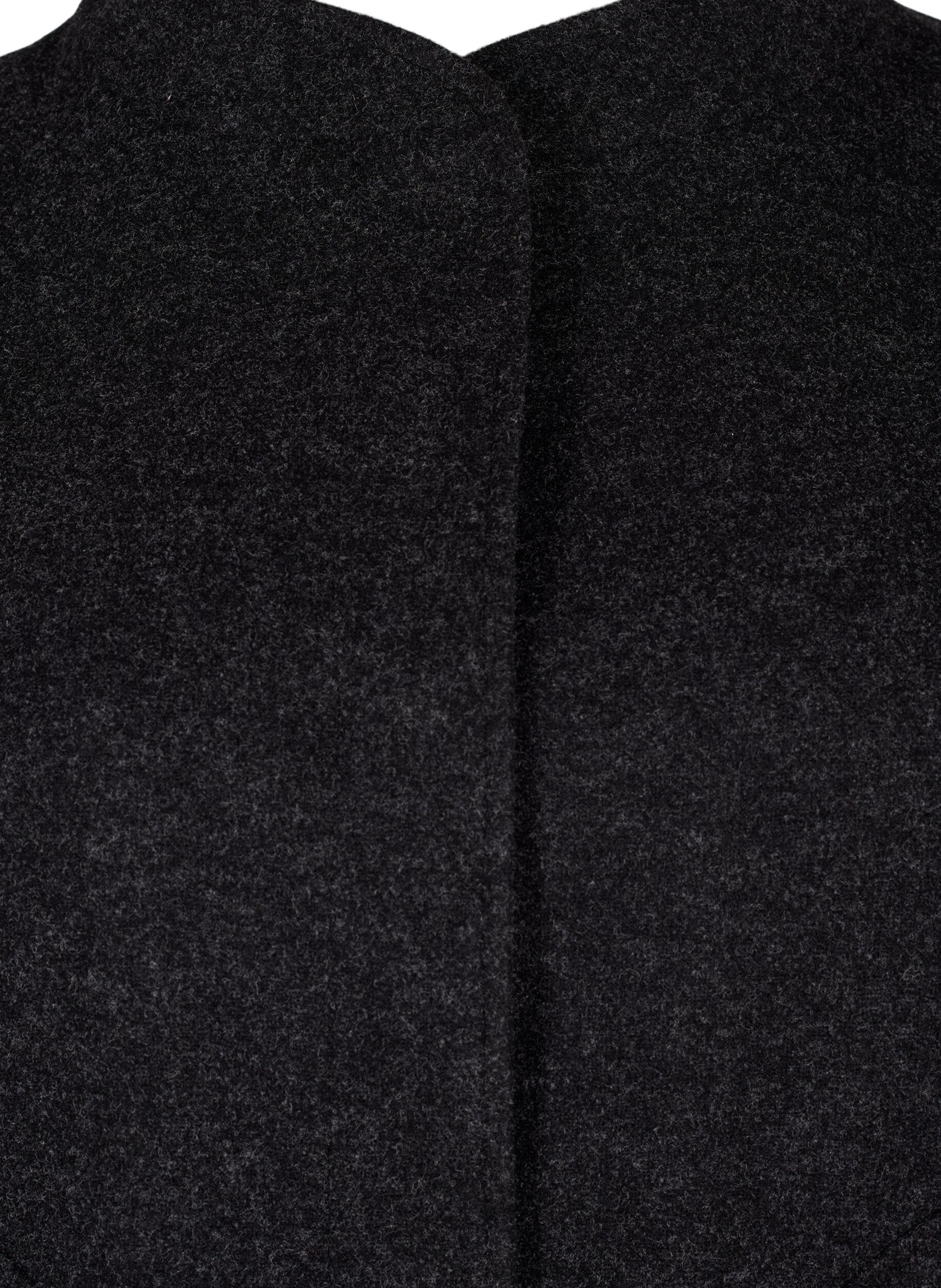 Zizzi Bomberjakke i uld-look med lommer, Dark Grey Melange, Packshot image number 2