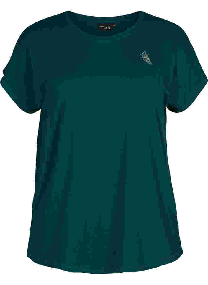 Ensfarvet trænings t-shirt, Deep Teal, Packshot image number 0