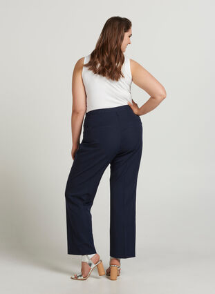 bukser med elastik i taljen - Blå - Str. 42-64 - Zizzi