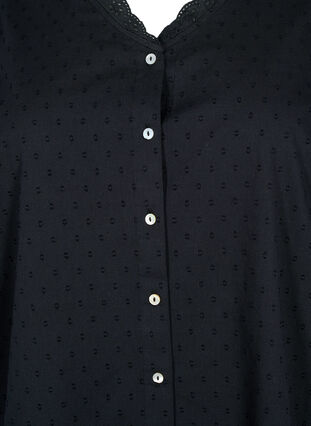 Skjortebluse med struktur og broderi anglaise, Black, Packshot image number 2