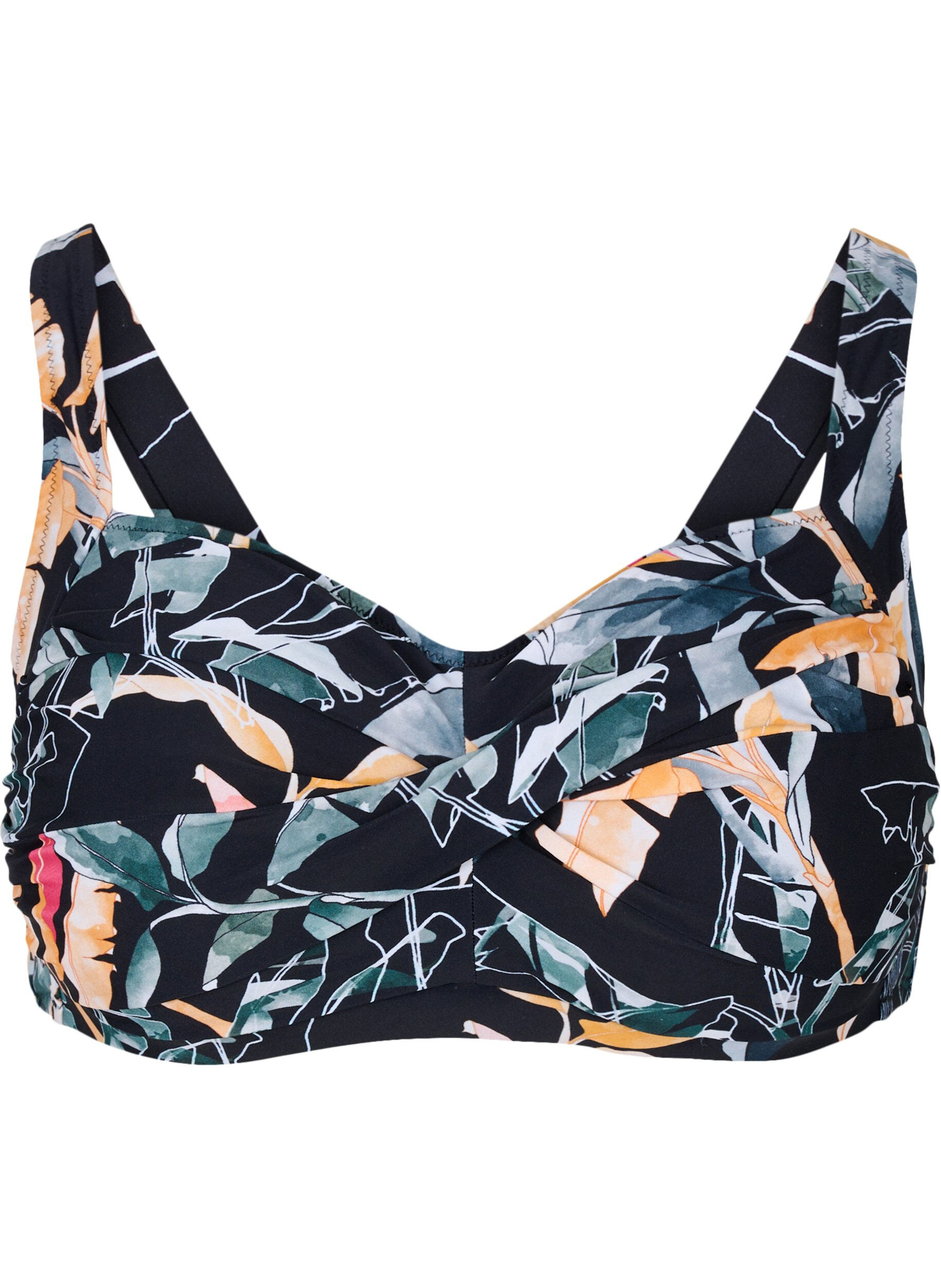 Zizzi Printet bikini overdel, Leaf Print, Packshot image number 0
